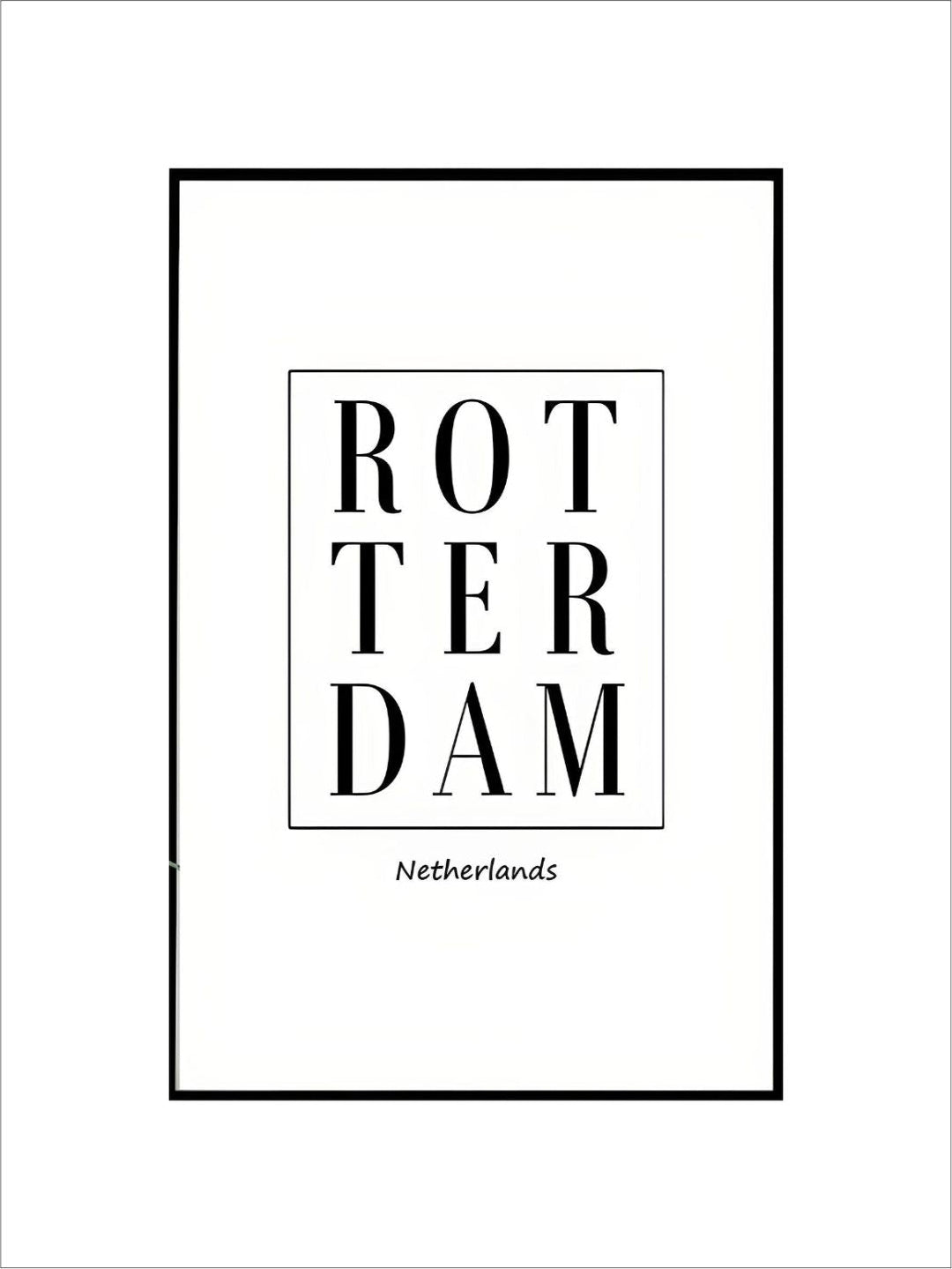 Modern Minimalist Black And White Rotterdam Netherlands Green Leaves Wall Art Nordic Style Fine Art Canvas Prints For Modern Interior Decor