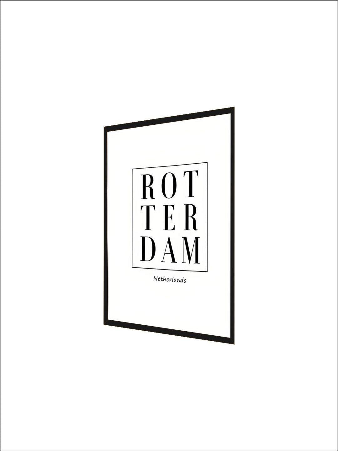 Modern Minimalist Black And White Rotterdam Netherlands Green Leaves Wall Art Nordic Style Fine Art Canvas Prints For Modern Interior Decor