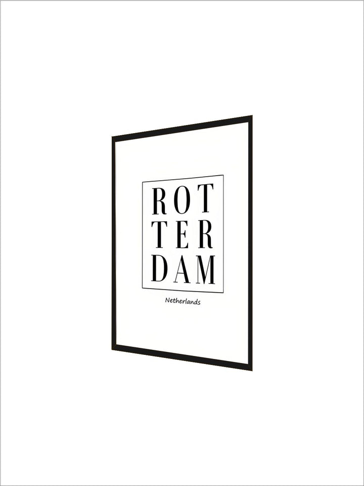 Modern Minimalist Black And White Rotterdam Netherlands Green Leaves Wall Art Nordic Style Fine Art Canvas Prints For Modern Interior Decor