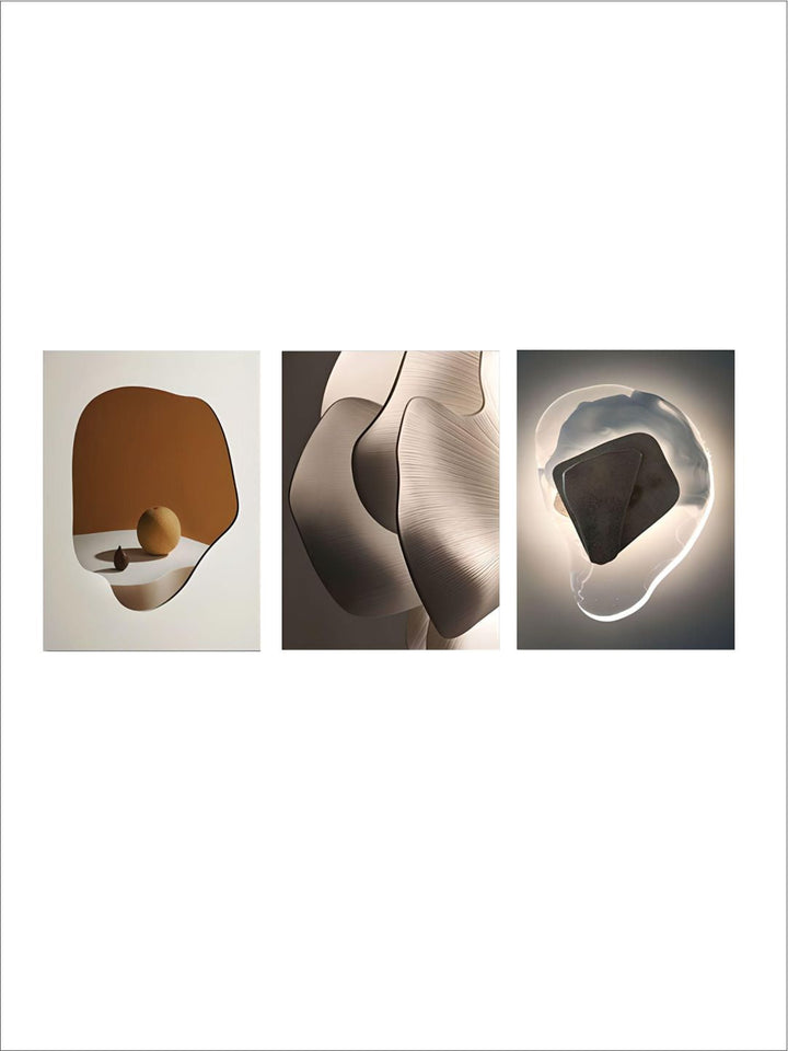 Set of 3Pcs FRAMED Nordic Abstract Wall Art Fine Art Canvas Prints Framed With Wood Frame Sizes 20x30cm & 30x40cm