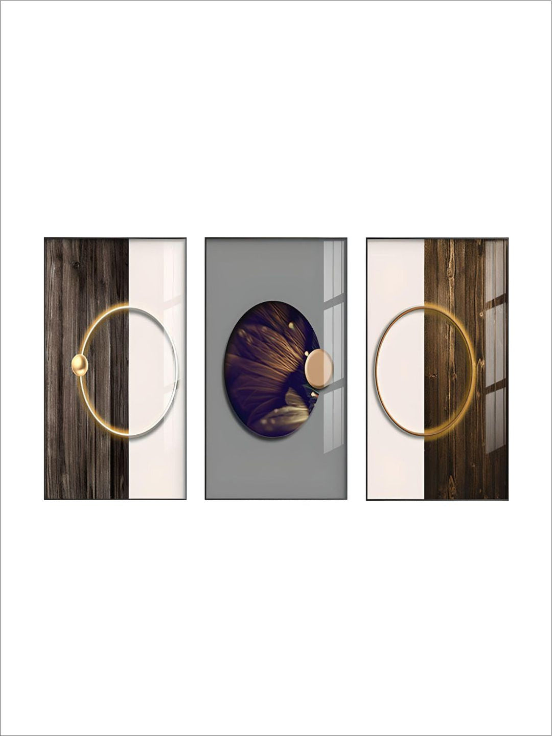 Modern Aesthetics Golden Ring Of Light On Wood Abstract Wall Art Fine Art Canvas Prints Pictures For Modern Home Office Interior Decor