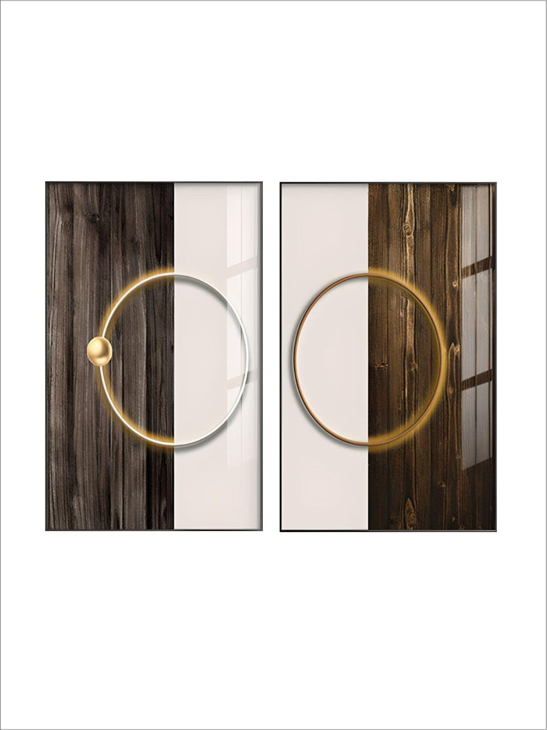 Modern Aesthetics Golden Ring Of Light On Wood Abstract Wall Art Fine Art Canvas Prints Pictures For Modern Home Office Interior Decor