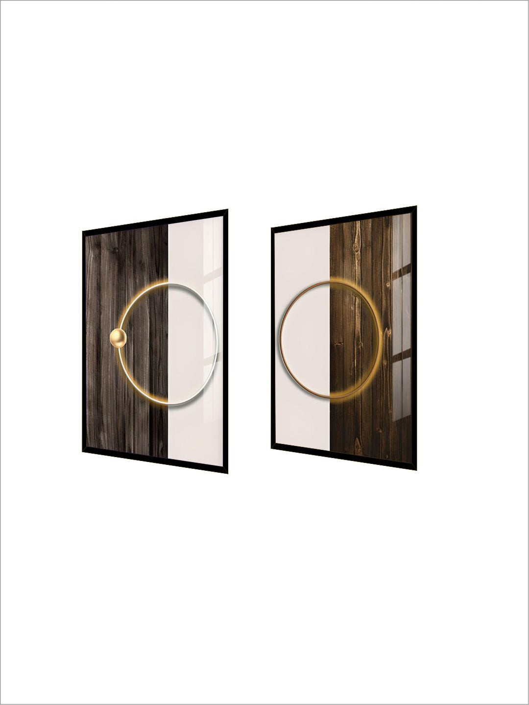 Modern Aesthetics Golden Ring Of Light On Wood Abstract Wall Art Fine Art Canvas Prints Pictures For Modern Home Office Interior Decor