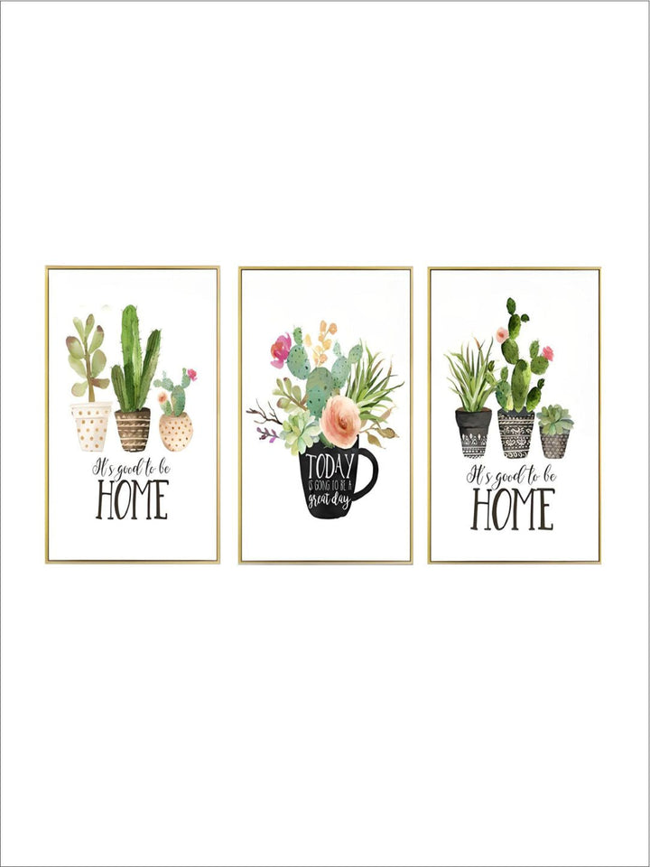Home Sweet Home Cactus Plant Pots Botanic Wall Art Fine Art Canvas Prints Nordic Style Pictures For Living Room Kitchen Dining Room Decor