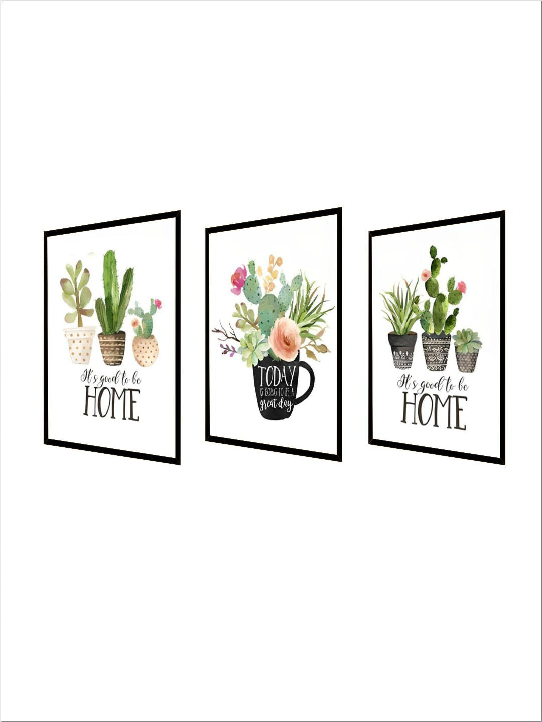 Home Sweet Home Cactus Plant Pots Botanic Wall Art Fine Art Canvas Prints Nordic Style Pictures For Living Room Kitchen Dining Room Decor