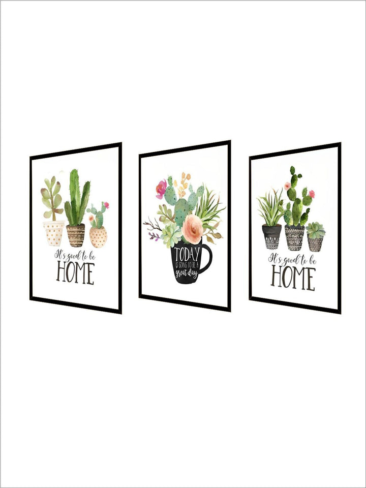 Home Sweet Home Cactus Plant Pots Botanic Wall Art Fine Art Canvas Prints Nordic Style Pictures For Living Room Kitchen Dining Room Decor