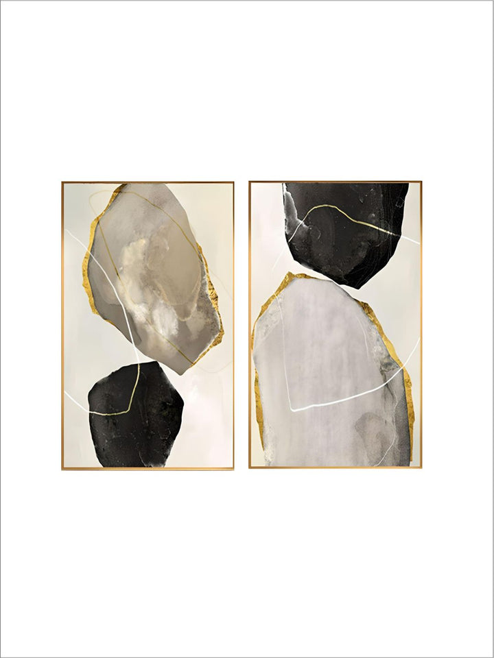 Abstract Golden Agate Gem Stones Luxury Nordic Wall Art Gray Black Yellow Fine Art Canvas Prints Pictures For Home Office Contemporary Interior Decor