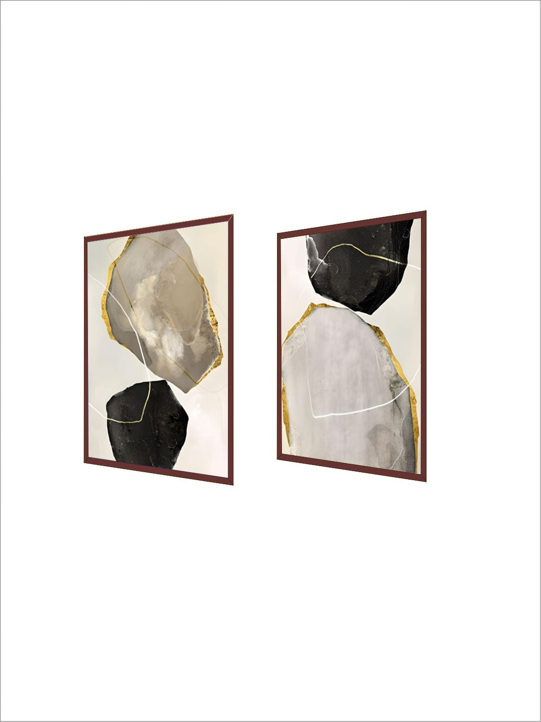 Abstract Golden Agate Gem Stones Luxury Nordic Wall Art Gray Black Yellow Fine Art Canvas Prints Pictures For Home Office Contemporary Interior Decor