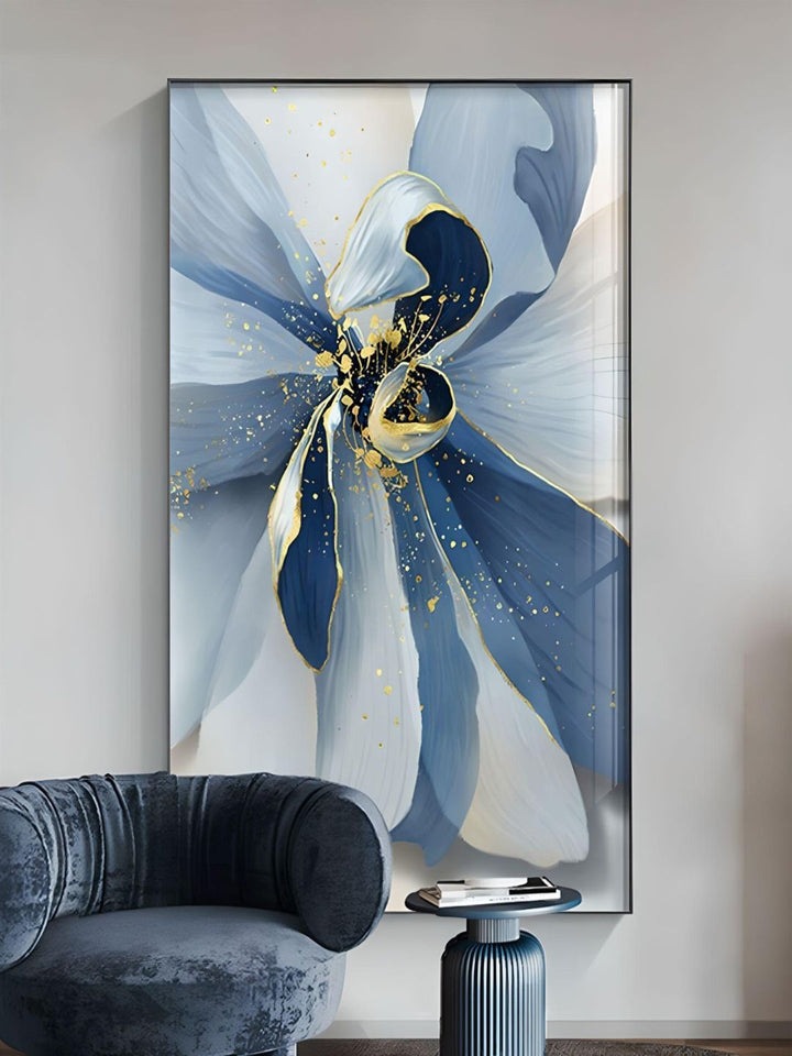 Big Floral Modern Abstract Wall Art Fine Art Canvas Prints Blue Jade Orange Yellow Flowers Pictures For Luxury Living Room Nordic Botanical Art Decor
