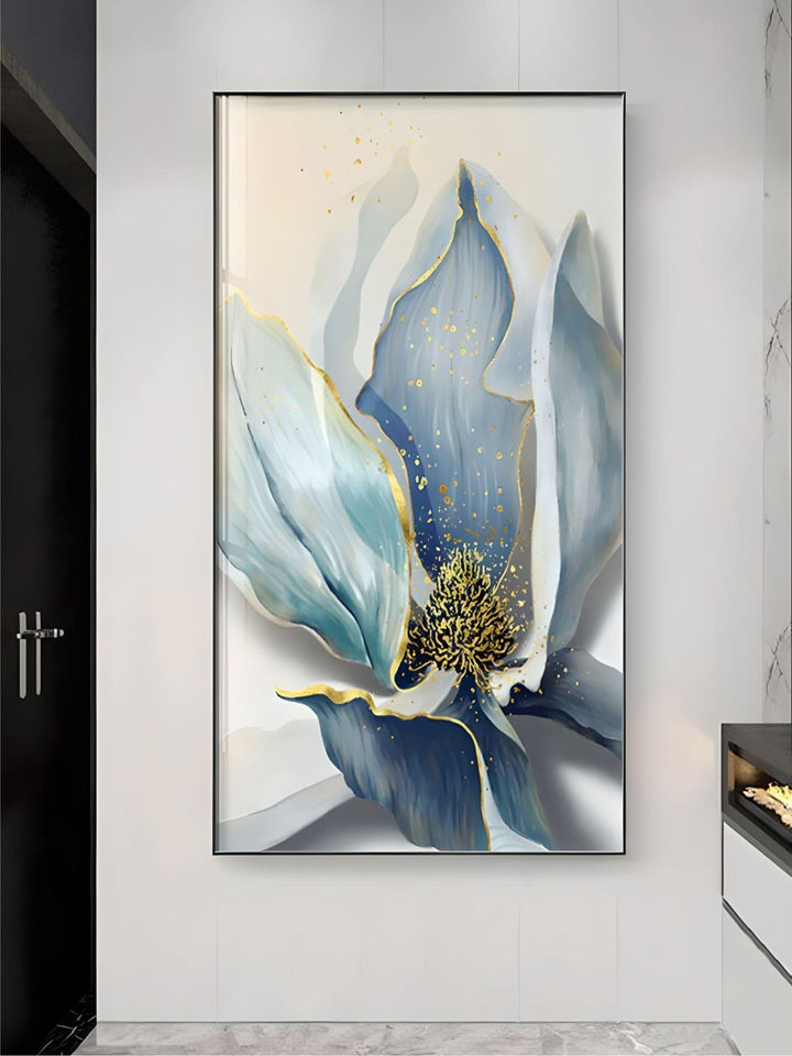 Big Floral Modern Abstract Wall Art Fine Art Canvas Prints Blue Jade Orange Yellow Flowers Pictures For Luxury Living Room Nordic Botanical Art Decor