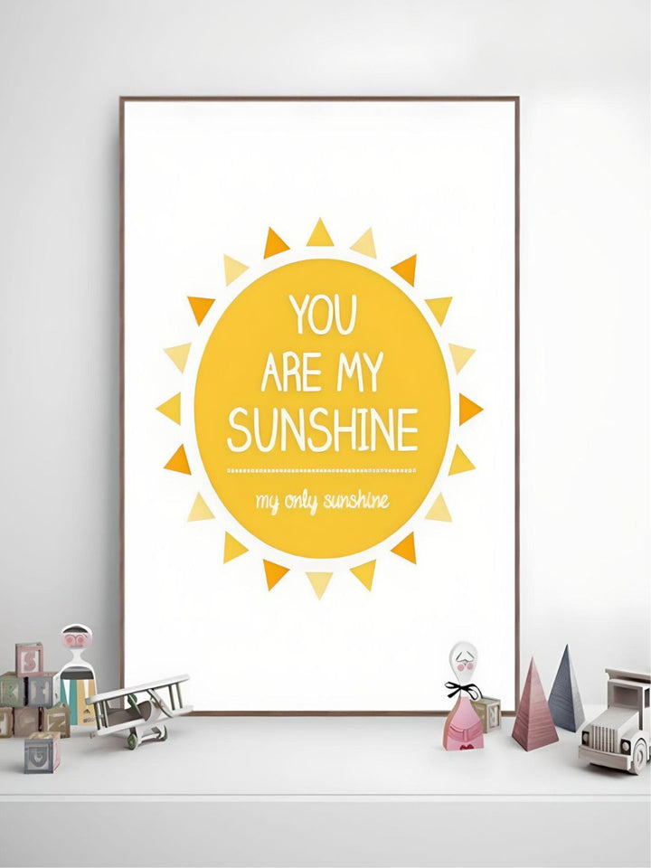 You Are My Sunshine Quotation Wall Art Happy Bright Yellow Sun Fine Art Canvas Print Minimalist Nordic Style Modern Home Interior Decor