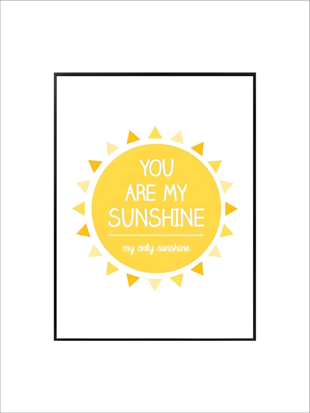 You Are My Sunshine Quotation Wall Art Happy Bright Yellow Sun Fine Art Canvas Print Minimalist Nordic Style Modern Home Interior Decor