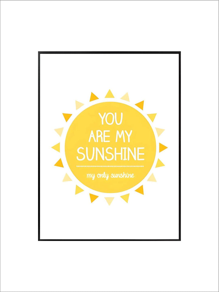 You Are My Sunshine Quotation Wall Art Happy Bright Yellow Sun Fine Art Canvas Print Minimalist Nordic Style Modern Home Interior Decor
