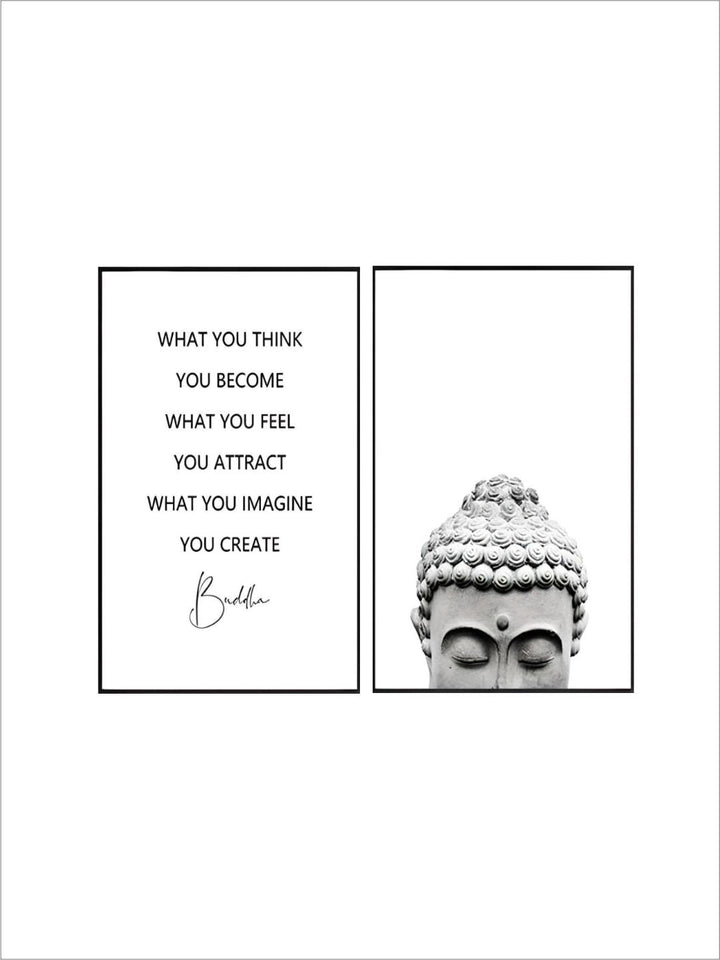 Zen Lifestyle Buddha Head Wall Art Fine Art Canvas Prints Minimalist Nordic Style Black White Living Room Bedroom Quotation Poster For Daily Inspiration