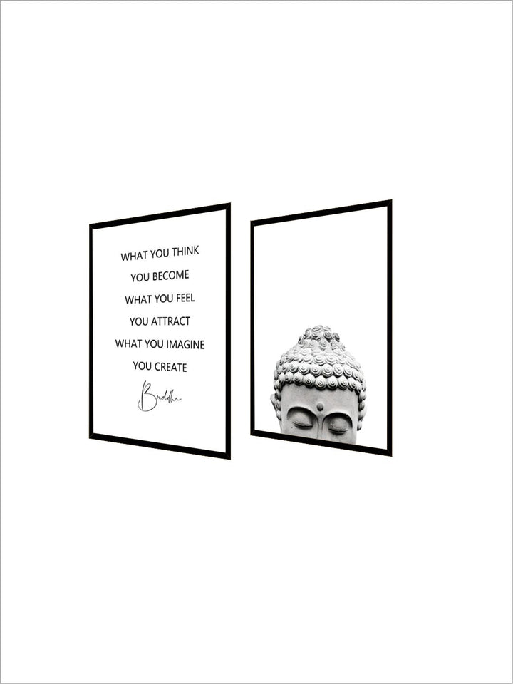 Zen Lifestyle Buddha Head Wall Art Fine Art Canvas Prints Minimalist Nordic Style Black White Living Room Bedroom Quotation Poster For Daily Inspiration