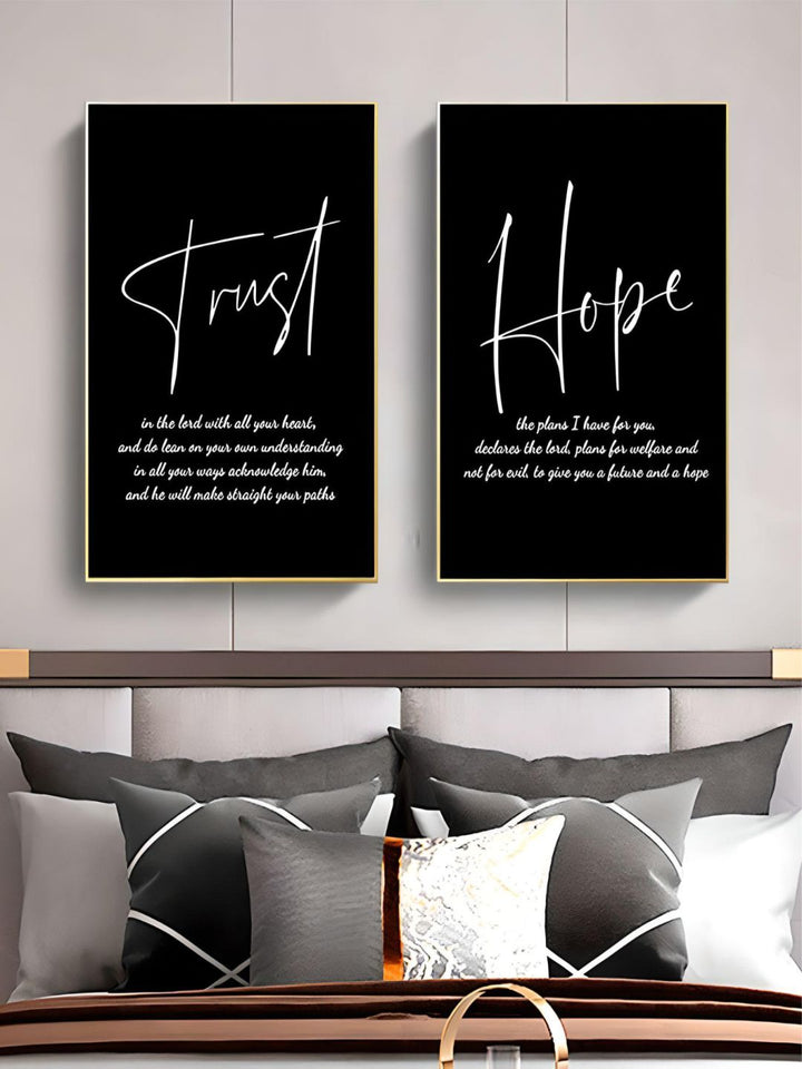 Peace Hope Faith Motivational Posters Black & White Wall Art Fine Art Canvas Prints Quotation Pictures For Inspirational Home Office Decor