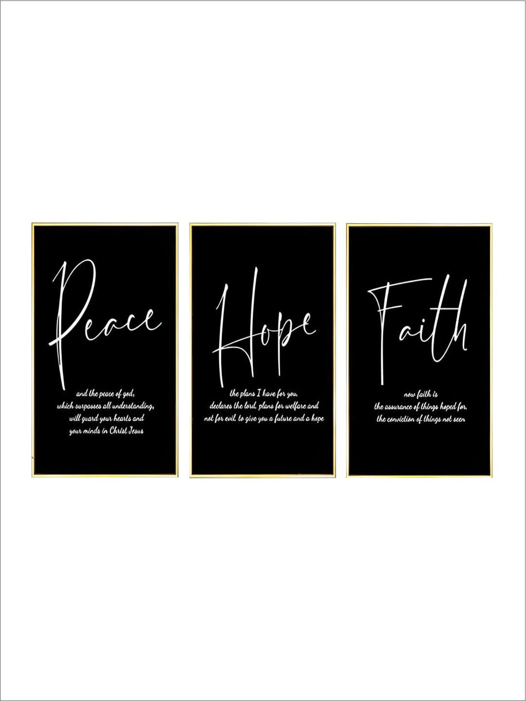 Peace Hope Faith Motivational Posters Black & White Wall Art Fine Art Canvas Prints Quotation Pictures For Inspirational Home Office Decor