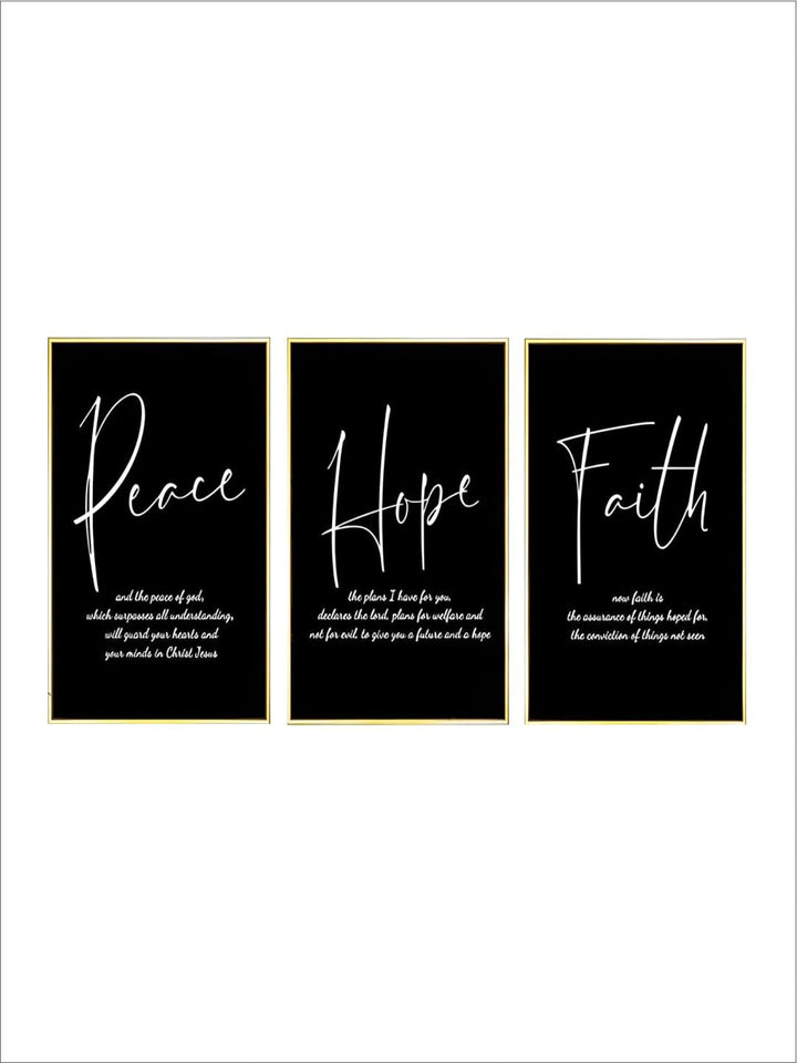 Peace Hope Faith Motivational Posters Black & White Wall Art Fine Art Canvas Prints Quotation Pictures For Inspirational Home Office Decor
