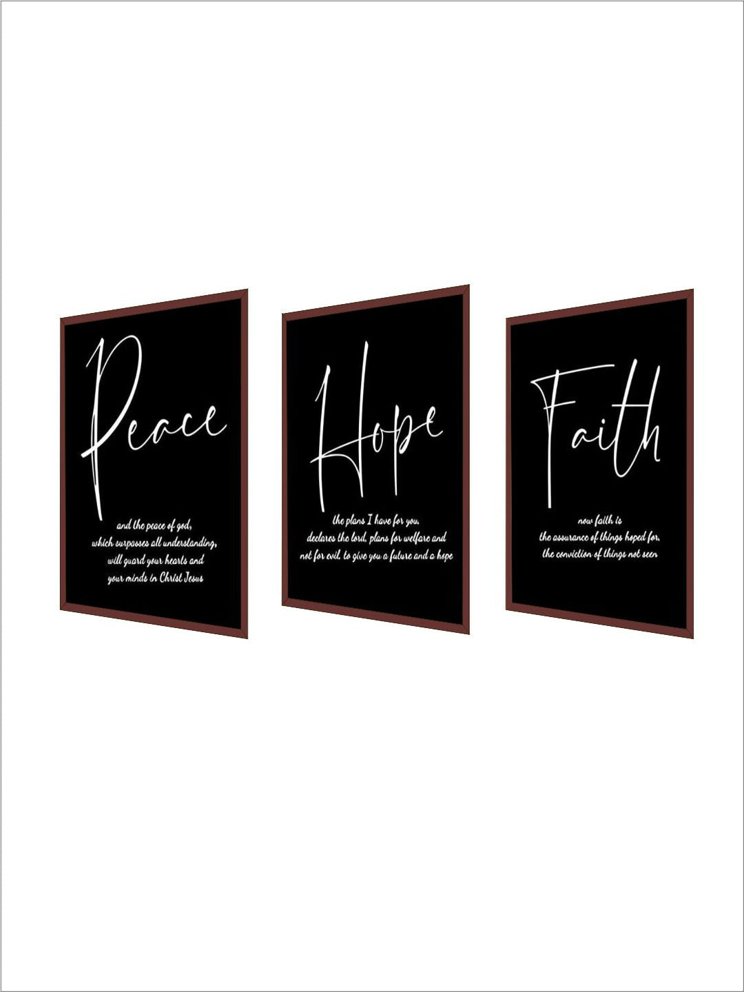 Peace Hope Faith Motivational Posters Black & White Wall Art Fine Art Canvas Prints Quotation Pictures For Inspirational Home Office Decor