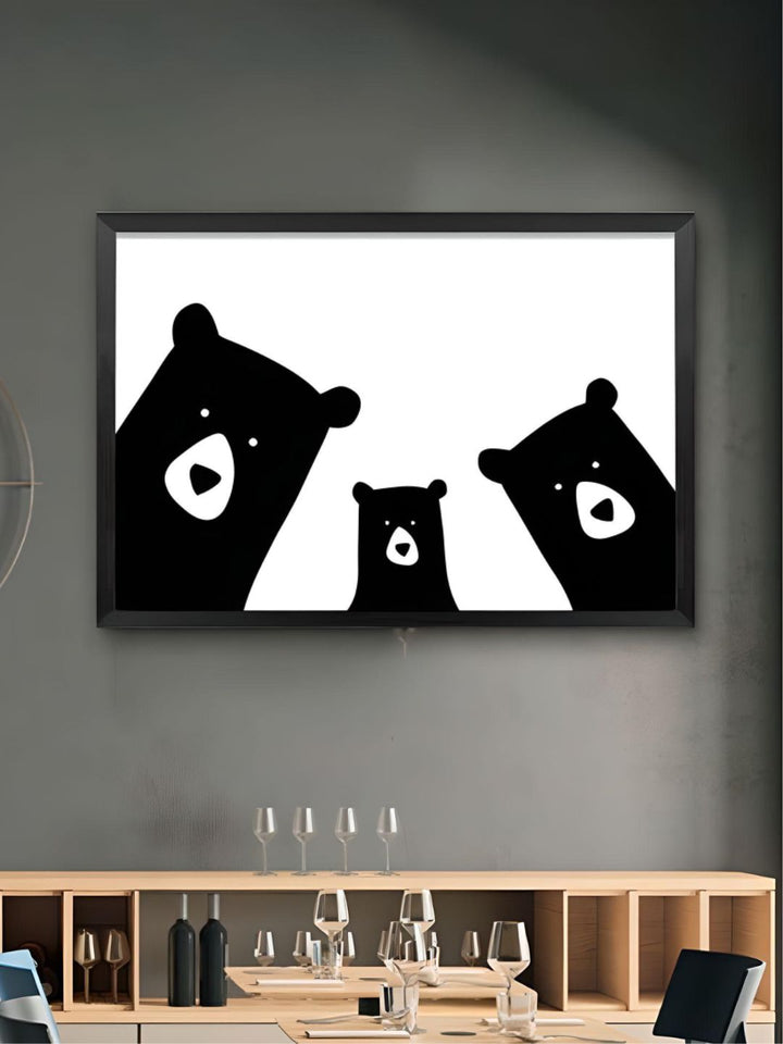 Family of Bears Cute Animal Wall Art Canvas Paintings Black White and Color Modern Cute Nordic Wall Art Posters Family Art