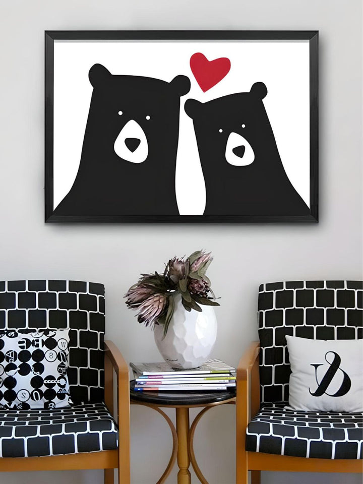 Family of Bears Cute Animal Wall Art Canvas Paintings Black White and Color Modern Cute Nordic Wall Art Posters Family Art