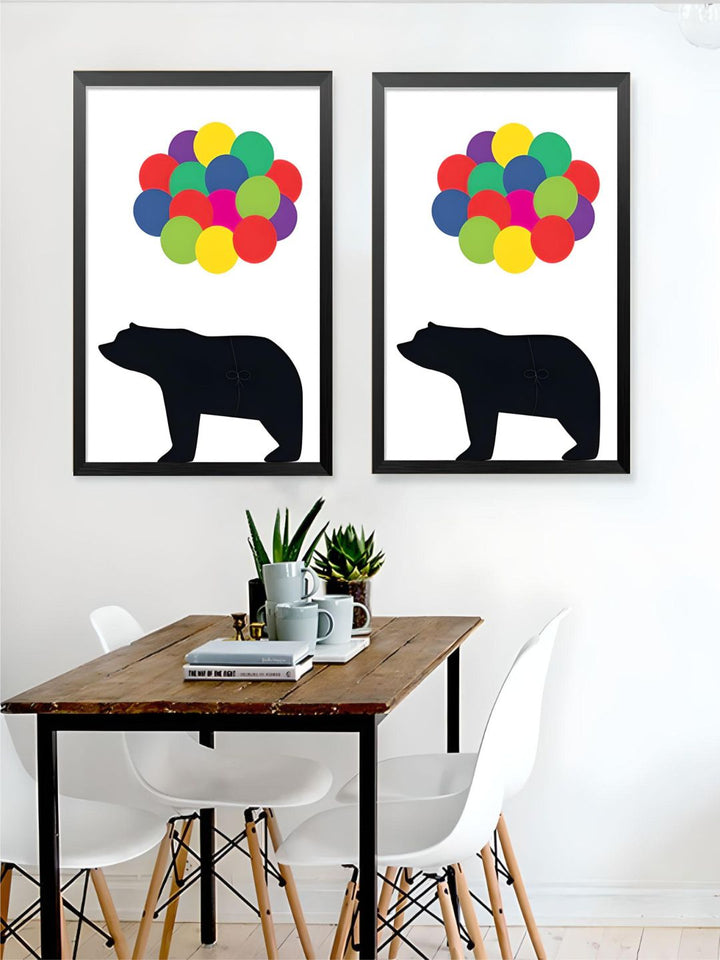 Family of Bears Cute Animal Wall Art Canvas Paintings Black White and Color Modern Cute Nordic Wall Art Posters Family Art