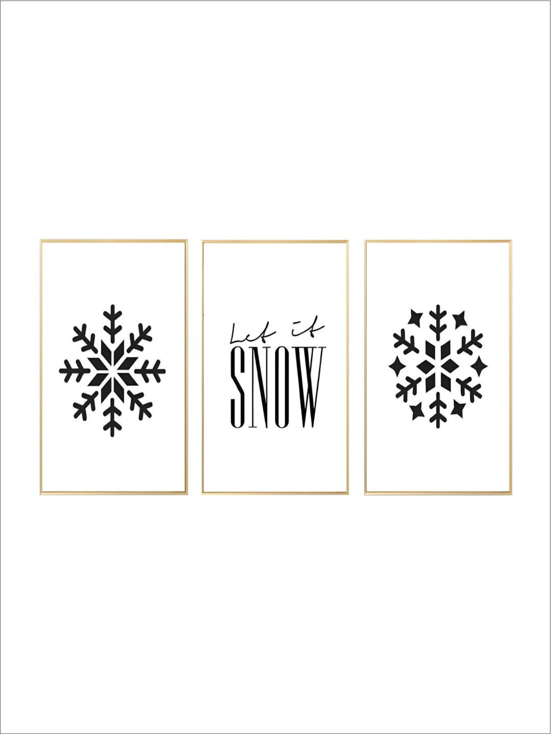 Snowflake Minimalist Wall Art Black White Fine Art Canvas Prints Let It Snow Quote Nordic Posters For Living Room Dining Room Scandinavian Home Decor