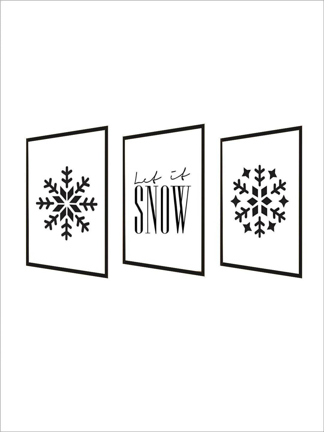 Snowflake Minimalist Wall Art Black White Fine Art Canvas Prints Let It Snow Quote Nordic Posters For Living Room Dining Room Scandinavian Home Decor
