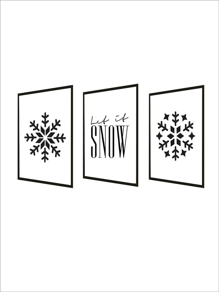 Snowflake Minimalist Wall Art Black White Fine Art Canvas Prints Let It Snow Quote Nordic Posters For Living Room Dining Room Scandinavian Home Decor