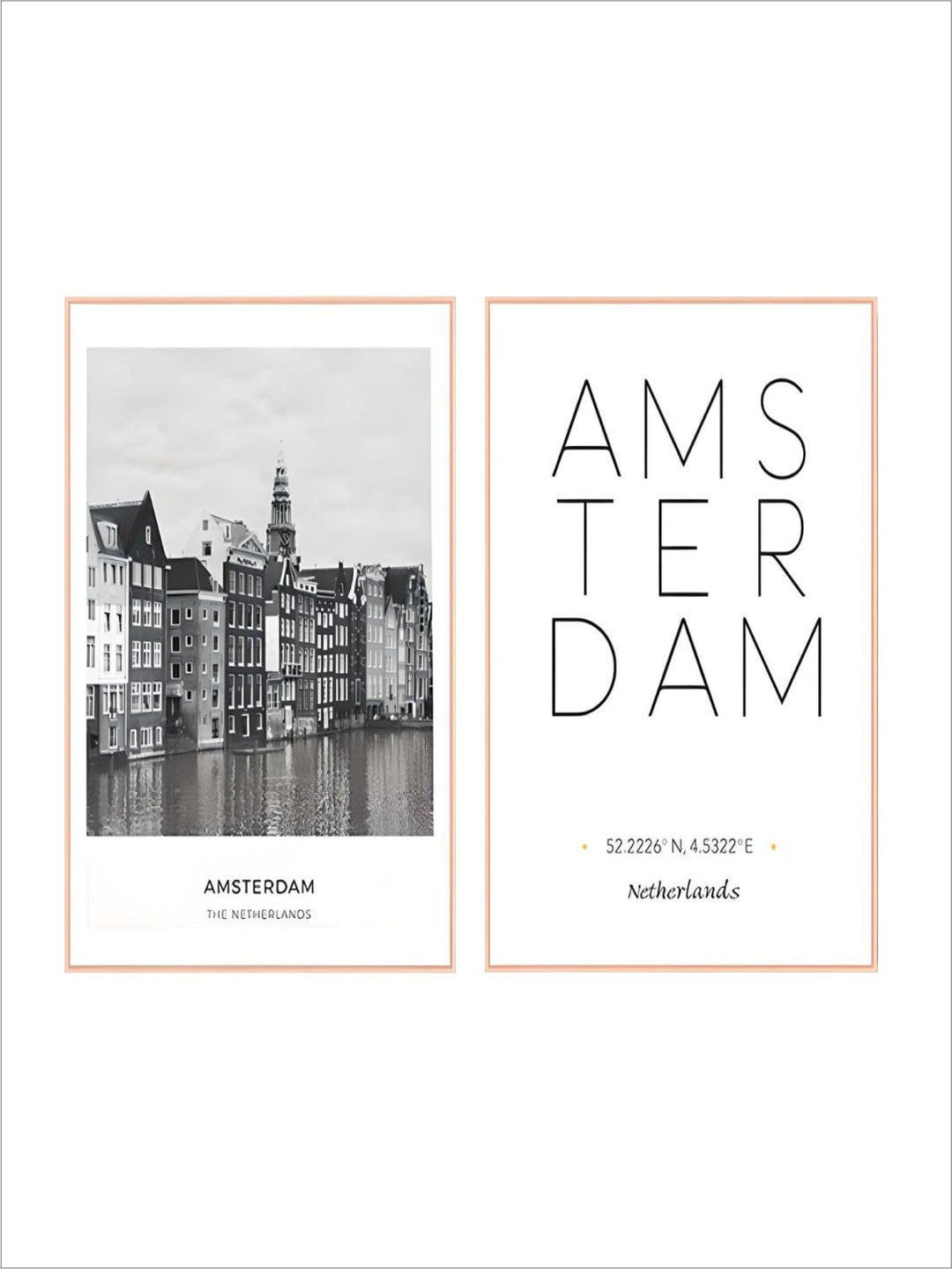 Amsterdam City Landscape Wall Art Black & White Minimalist Dutch Travel Posters Fine Art Canvas Prints Nordic Style Art For Modern Home Decor
