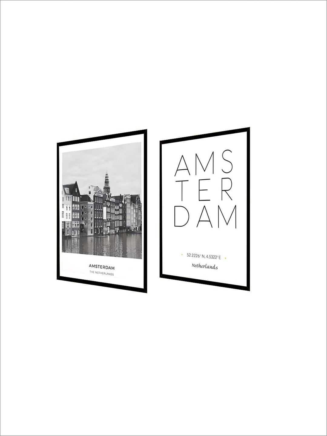 Amsterdam City Landscape Wall Art Black & White Minimalist Dutch Travel Posters Fine Art Canvas Prints Nordic Style Art For Modern Home Decor
