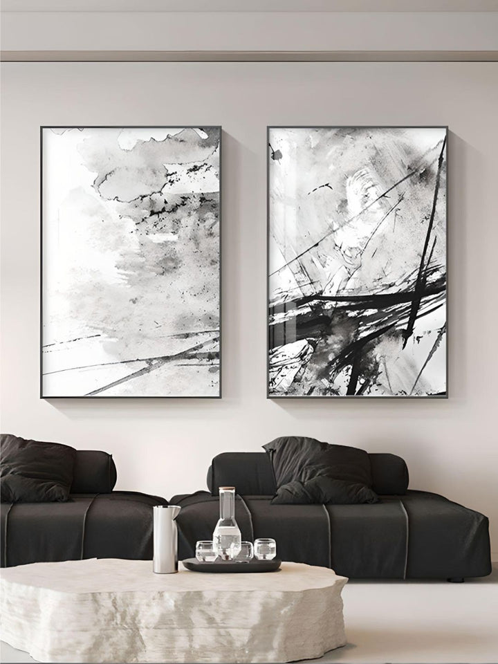 Black White Abstract Ink Splash Wall Art Fine Art Canvas Prints Nordic Pictures For Living Room Minimalist Scandinavian Interiors