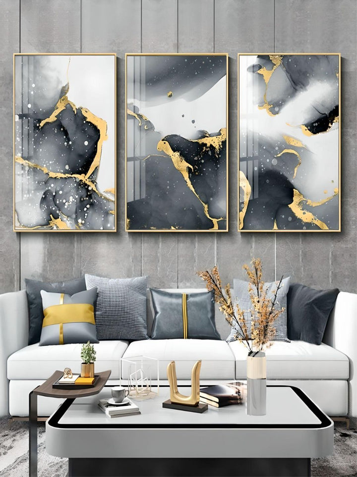 Liquid Golden Black Marble Modern Interiors Wall Art Fine Art Canvas Prints Luxury Pictures For Living Room Bedroom Contemporary Home Office Decoration