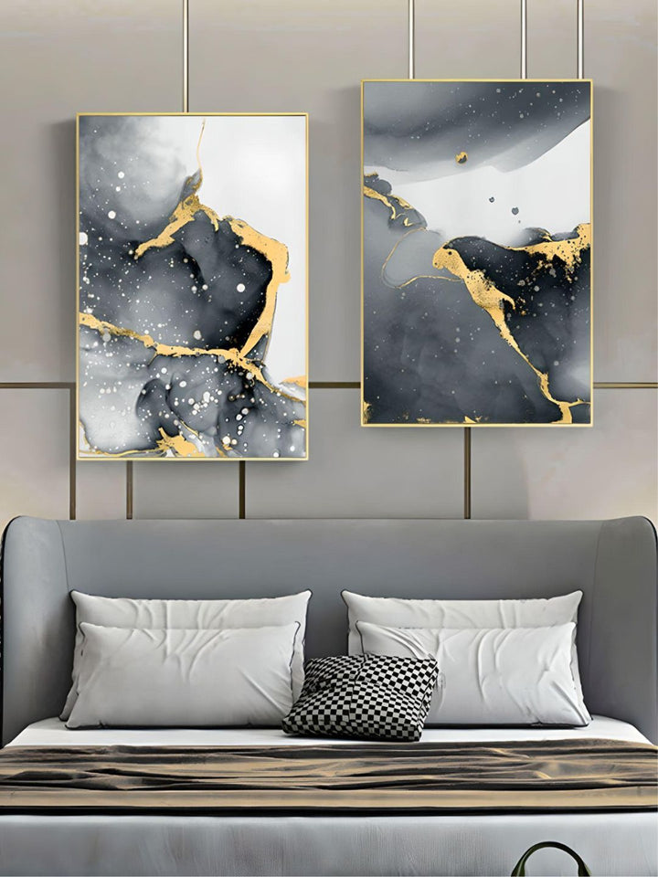 Liquid Golden Black Marble Modern Interiors Wall Art Fine Art Canvas Prints Luxury Pictures For Living Room Bedroom Contemporary Home Office Decoration