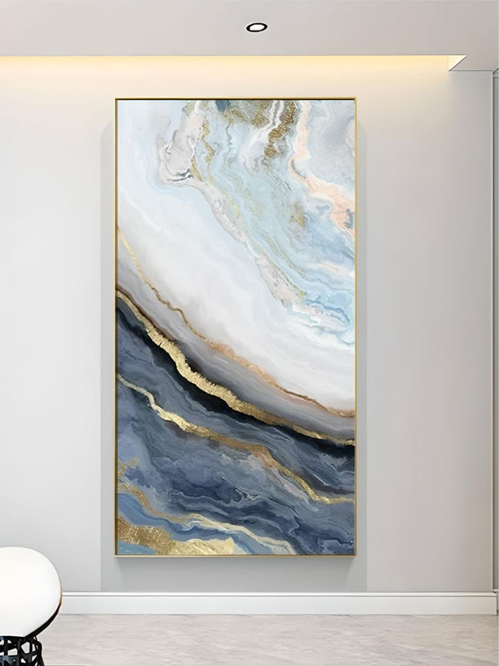 Abstract Blue Golden Marble Design Wall Art Fine Art