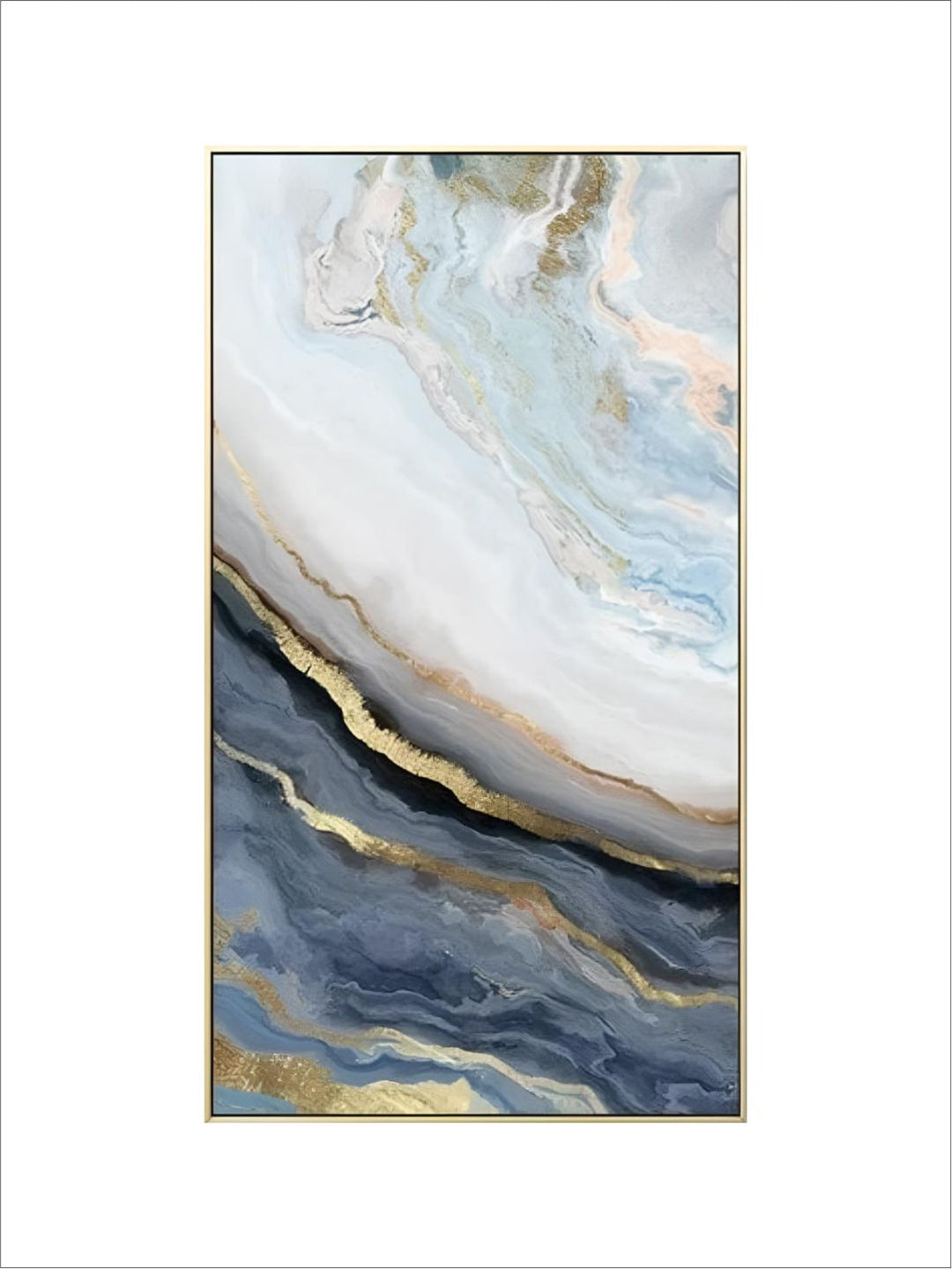 Abstract Blue Golden Marble Design Wall Art Fine Art