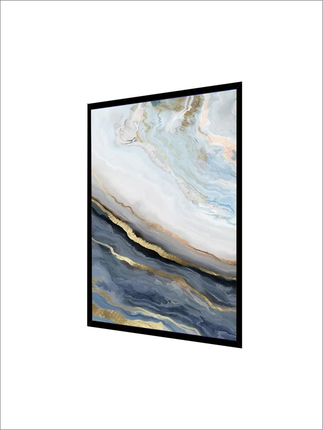 Abstract Blue Golden Marble Design Wall Art Fine Art