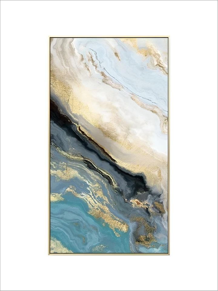 Abstract Blue Golden Marble Design Wall Art Fine Art