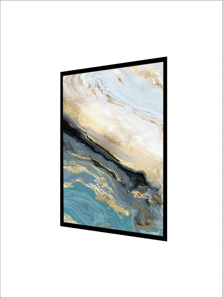 Abstract Blue Golden Marble Design Wall Art Fine Art