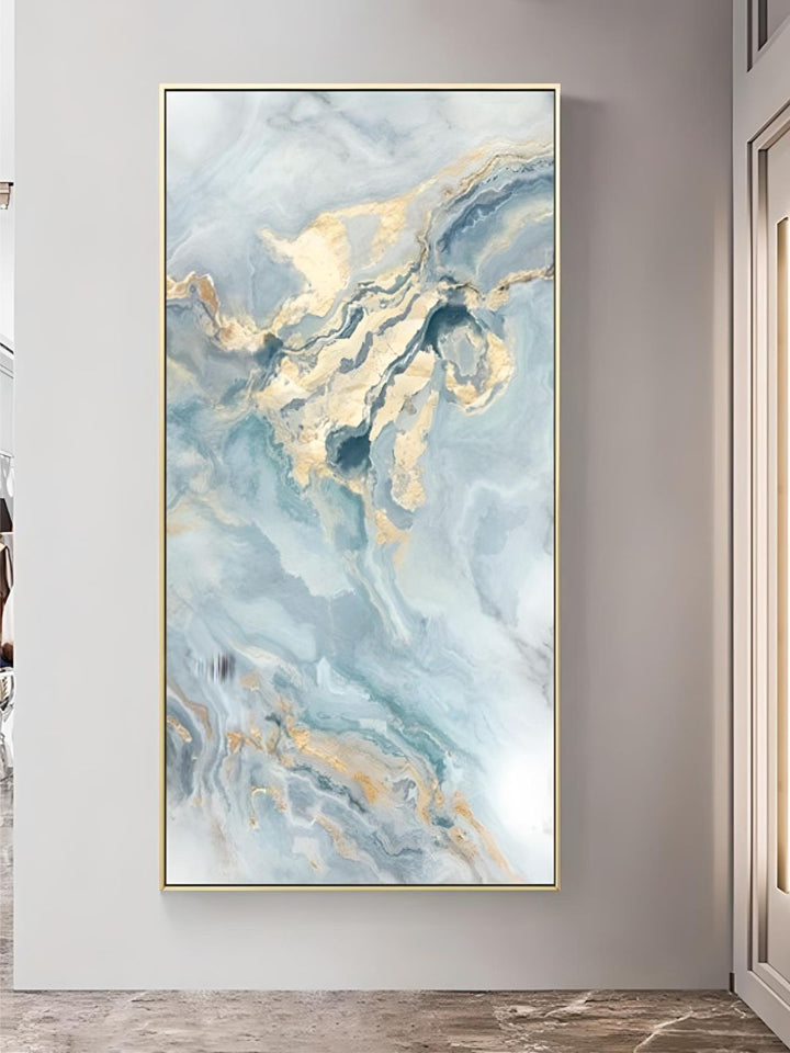 Abstract Blue Golden Marble Design Wall Art Fine Art