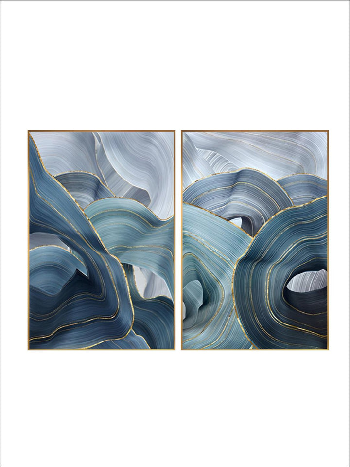 Abstract Silver Gray Blue Ribbon Wall Art Fine Art