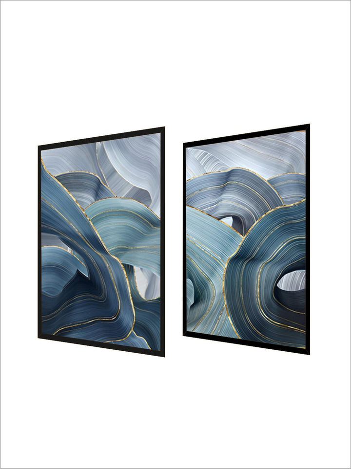 Abstract Silver Gray Blue Ribbon Wall Art Fine Art