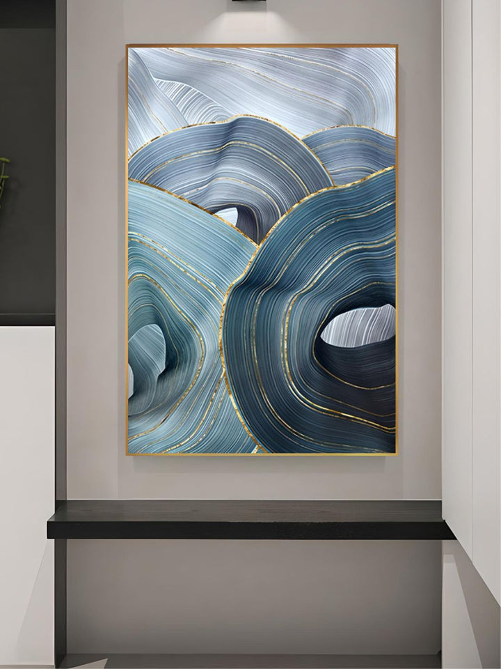 Abstract Silver Gray Blue Ribbon Wall Art Fine Art
