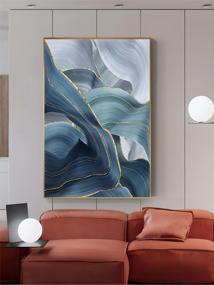 Abstract Silver Gray Blue Ribbon Wall Art Fine Art
