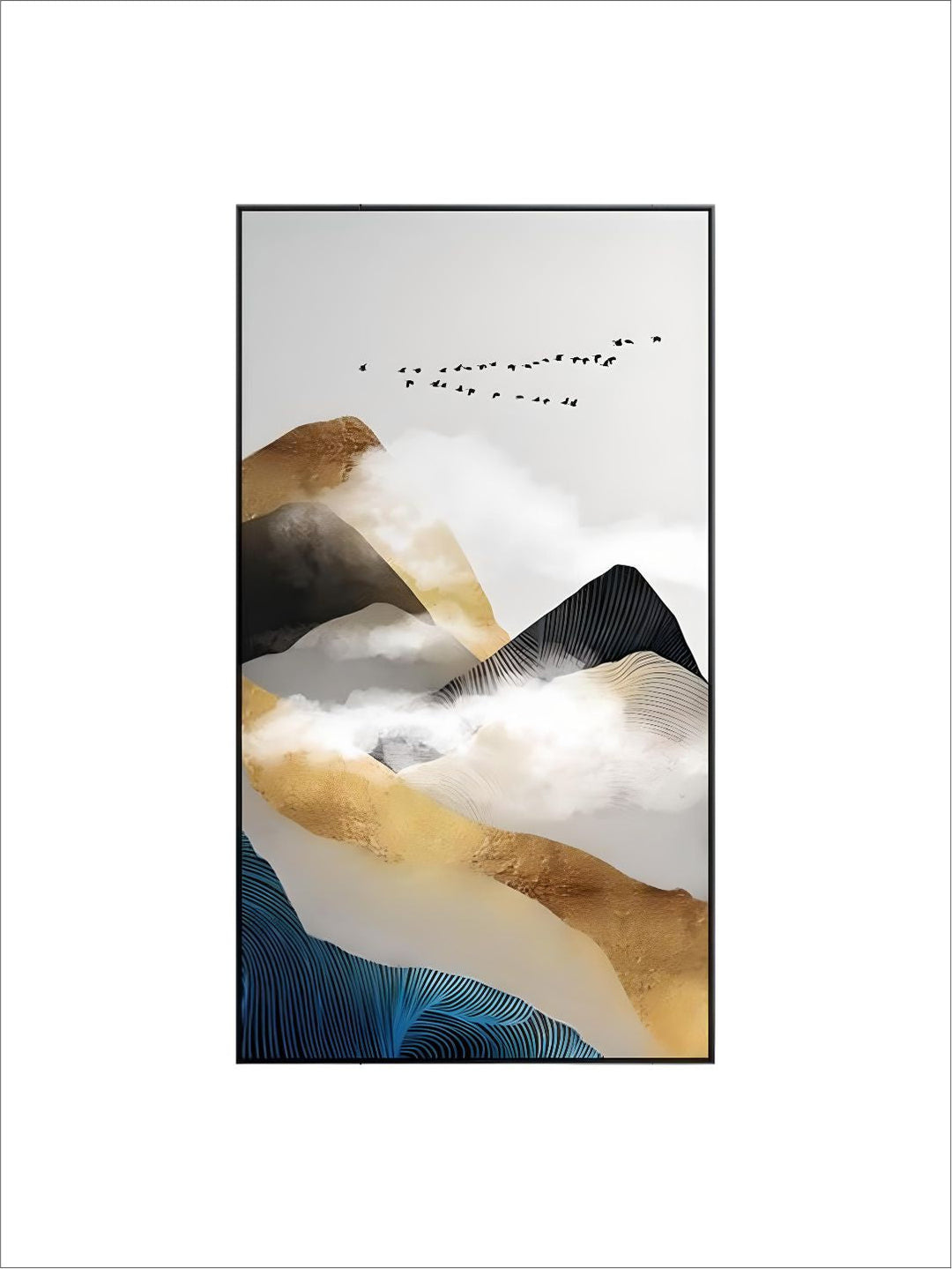 Gold Mountains In The Clouds Abstract Wall Art