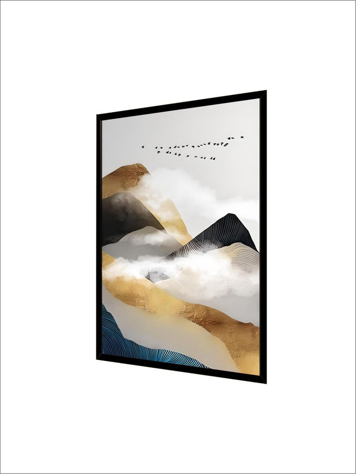 Gold Mountains In The Clouds Abstract Wall Art