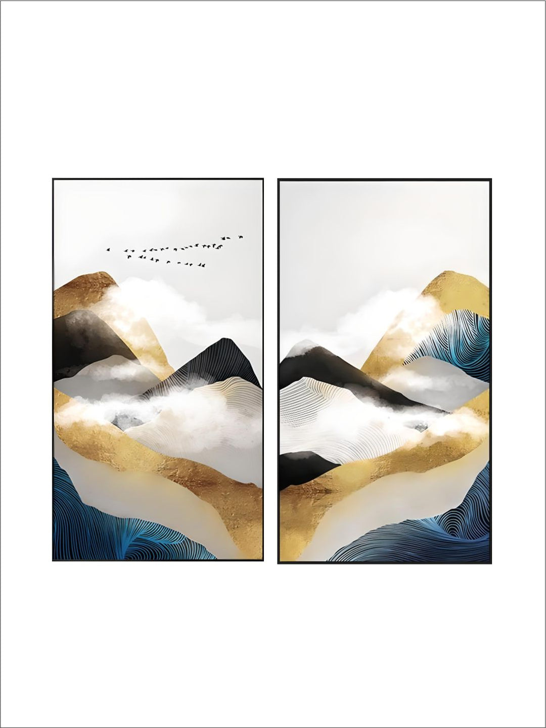 Gold Mountains In The Clouds Abstract Wall Art