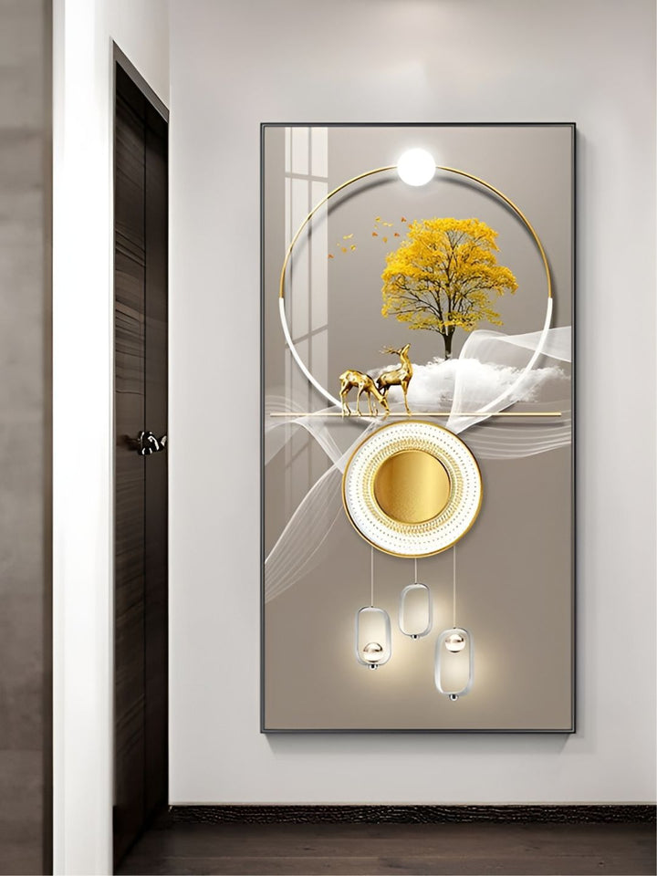 Golden Circle Of Light Nordic Abstract Auspicious Wall Art