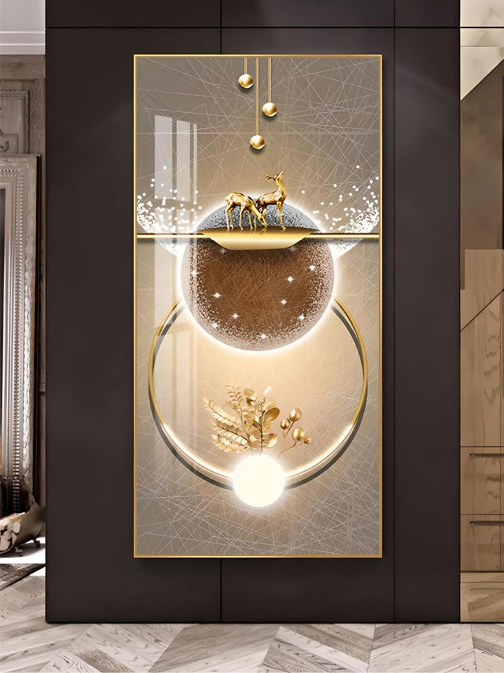 Golden Circle Of Light Nordic Abstract Auspicious Wall Art
