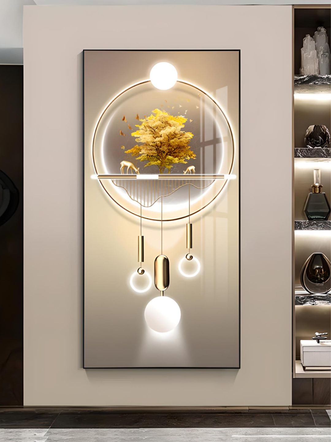 Golden Circle Of Light Nordic Abstract Auspicious Wall Art